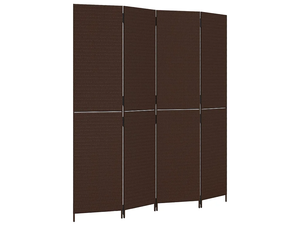 Biombo de divisão 4 painéis vime PE castanho PT574798