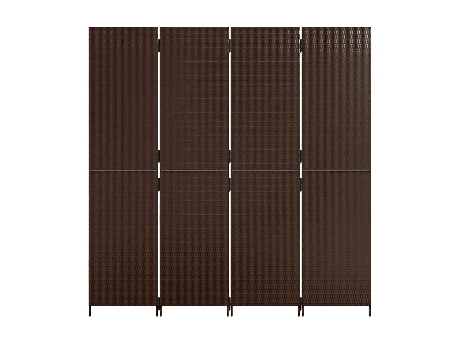 Biombo de divisão 4 painéis vime PE castanho PT574798