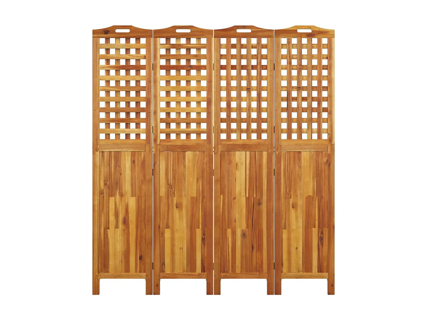 Biombo de 4 paneles de madera maciza de acacia 162x2x180 cm ES669475