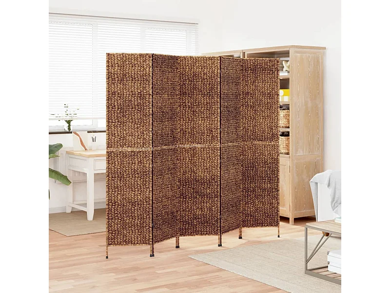 Biombo de 5 painéis 205x180 cm jacinto de água castanho PT633155