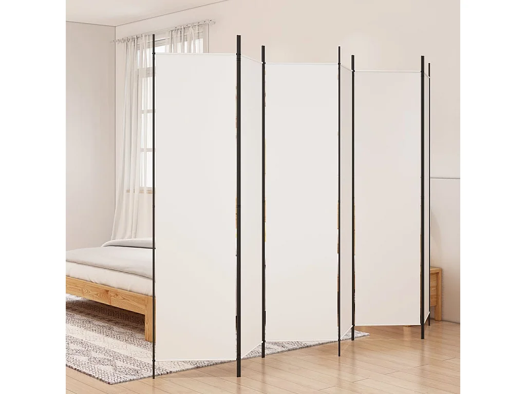 Paravent 6 panneaux Blanc 300x200 cm Tissu WVGQ2210