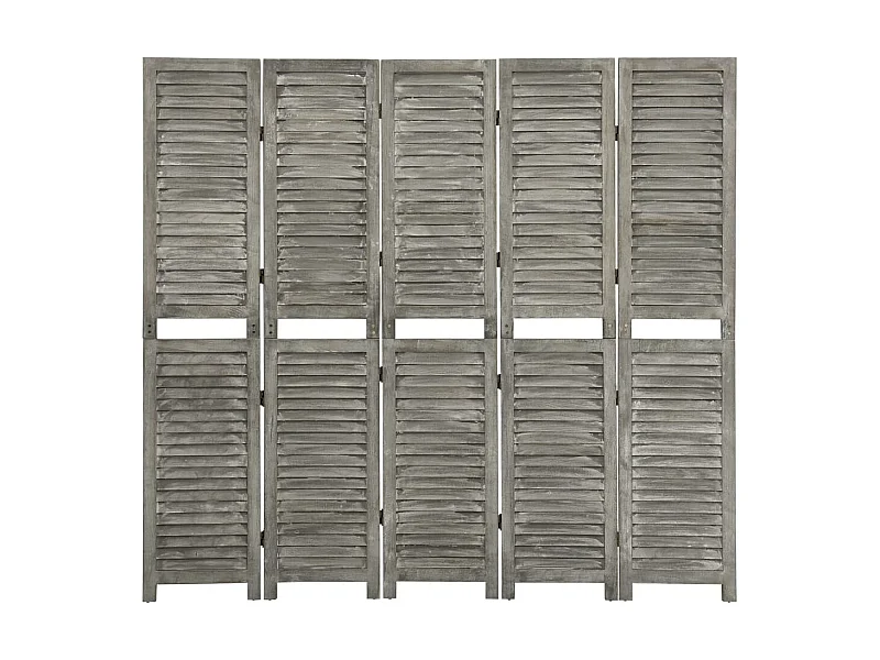 Paravent 5 panneaux Gris 179x166 cm Bois solide WVGQ2541