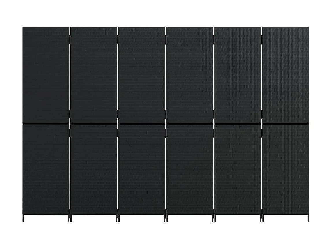 Paravent 6 panneaux noir résine tressée WVGQ9837