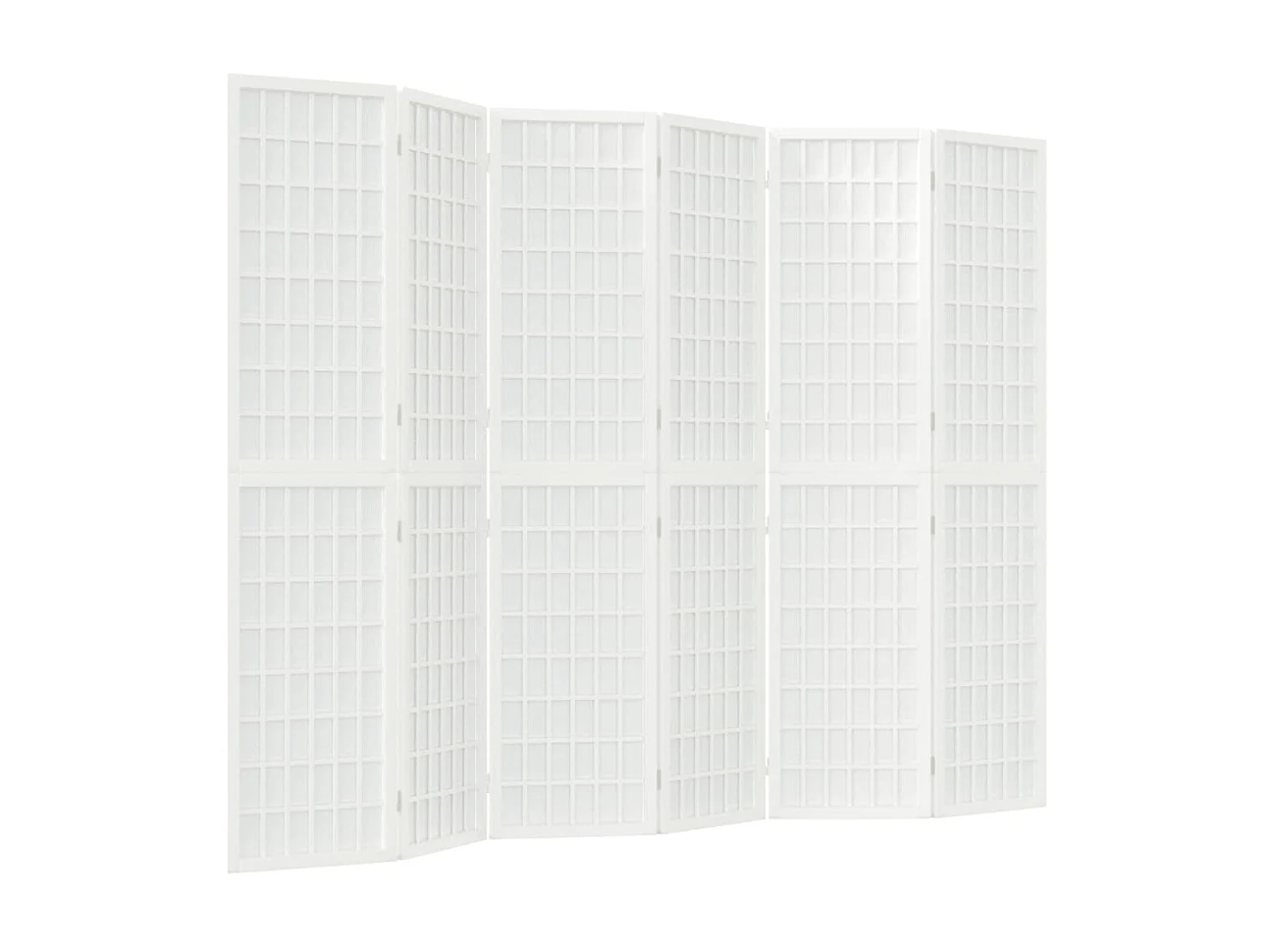 Biombo plegable con 6 paneles estilo japonés blanco 240x170 cm ES386037