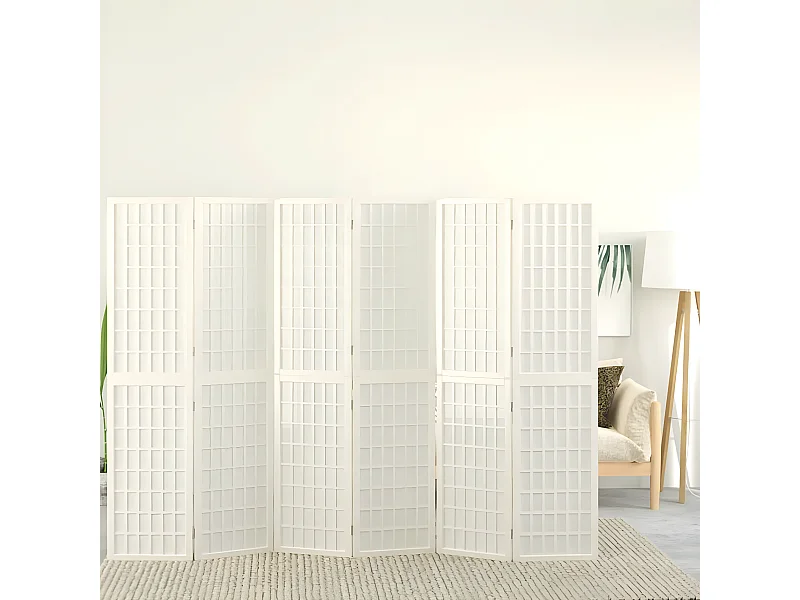 Paravent pliable 6 panneaux 240x170 cm Blanc WVGQ8605