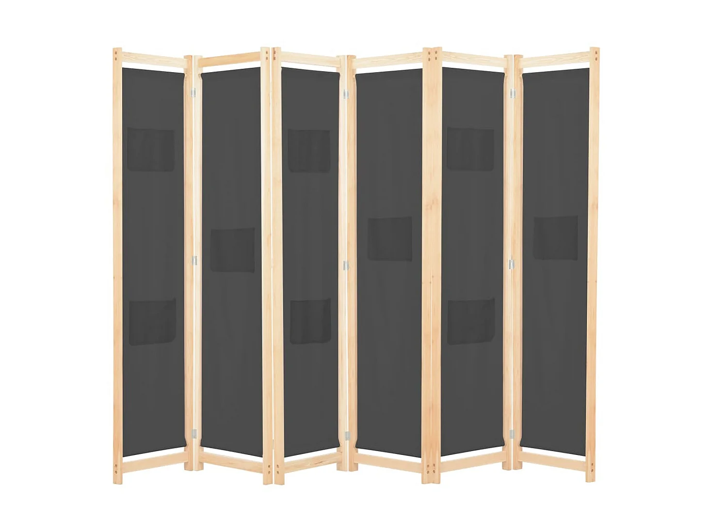 Paravent 6 panneaux Gris 240 x 170 x 4 cm Tissu WVGQ6675