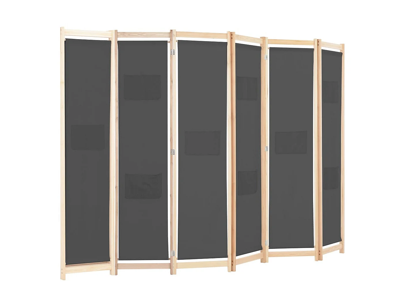 Paravent 6 panneaux Gris 240 x 170 x 4 cm Tissu WVGQ6675