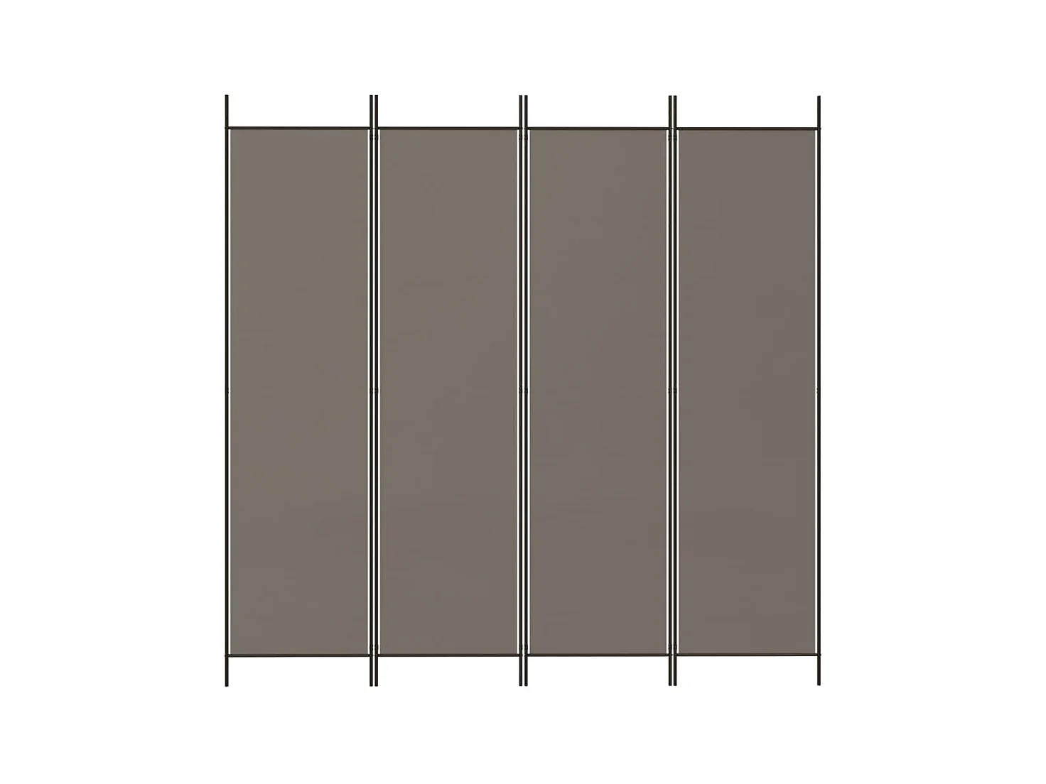Biombo divisor de 4 paneles de tela gris antracita 200x220 cm ES168850