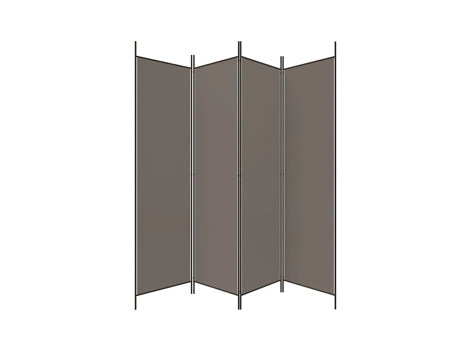 Biombo divisor de 4 paneles de tela gris antracita 200x220 cm ES168850