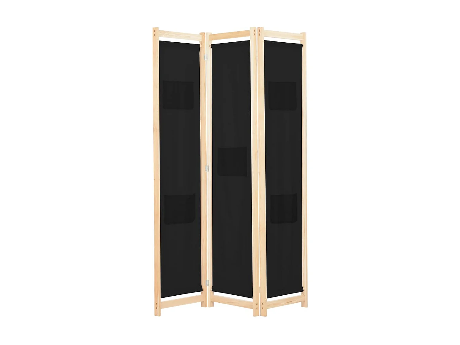 Paravent 3 panneaux Noir 120x170x4 cm Tissu WVGQ7171
