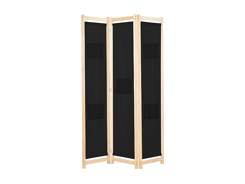 Paravent 3 panneaux Noir 120x170x4 cm Tissu WVGQ7171
