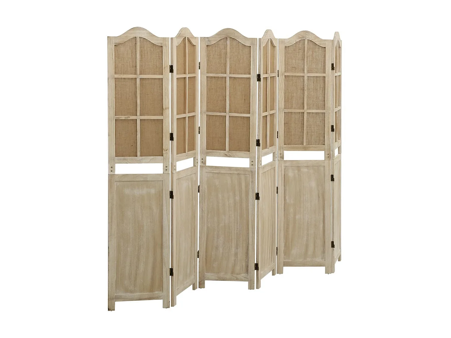 Paravent 6 panneaux Marron 214x165 cm Tissu WVGQ8251