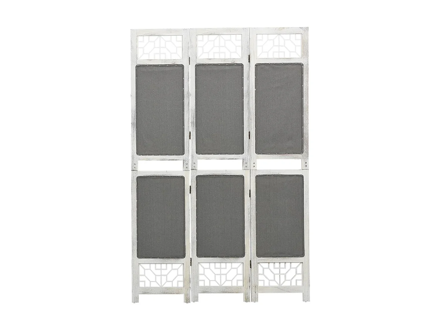 Biombo divisor de 3 paneles de tela gris 105x165 cm ES538932