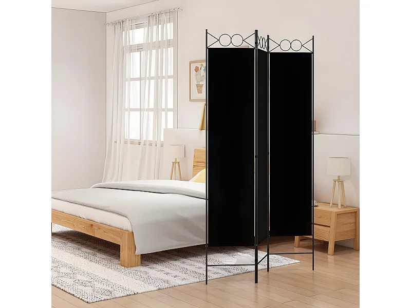 Kamerscherm met 3 panelen 120x200 cm stof zwart NL209338