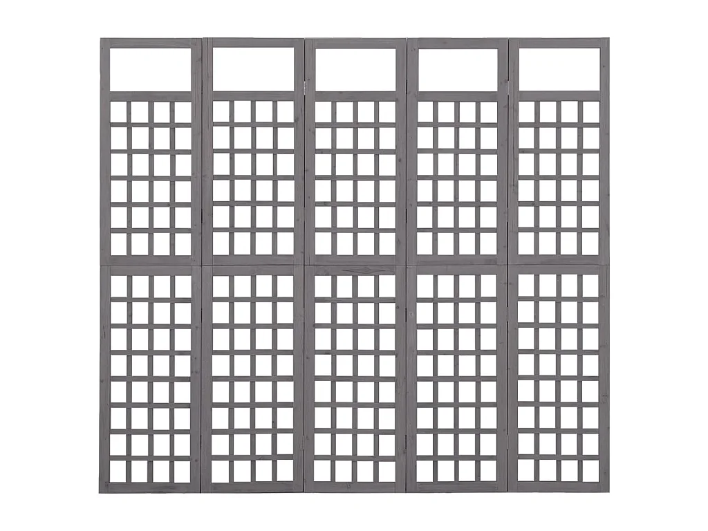 Paravent à 5 panneaux Bois de pin Gris 201,5x180cm WVGQ6829