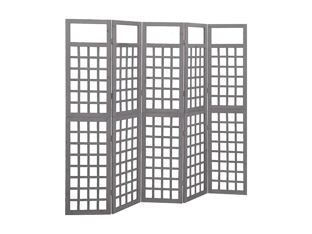 Paravent à 5 panneaux Bois de pin Gris 201,5x180cm WVGQ6829