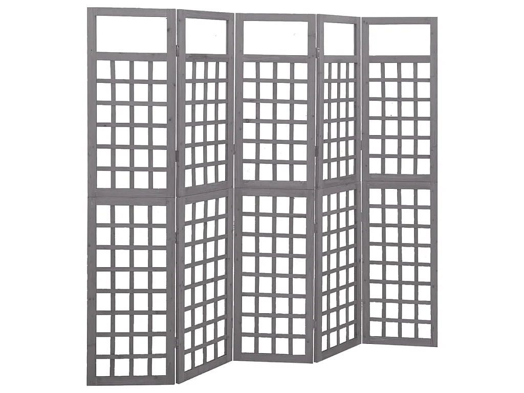 Biombo/treliça 5 painéis abeto maciço 201,5x180 cm cinzento PT680395