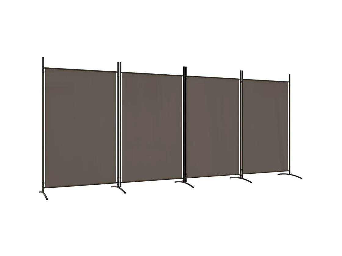 Biombo divisor de 4 paneles de tela gris antracita 346x180 cm ES275685