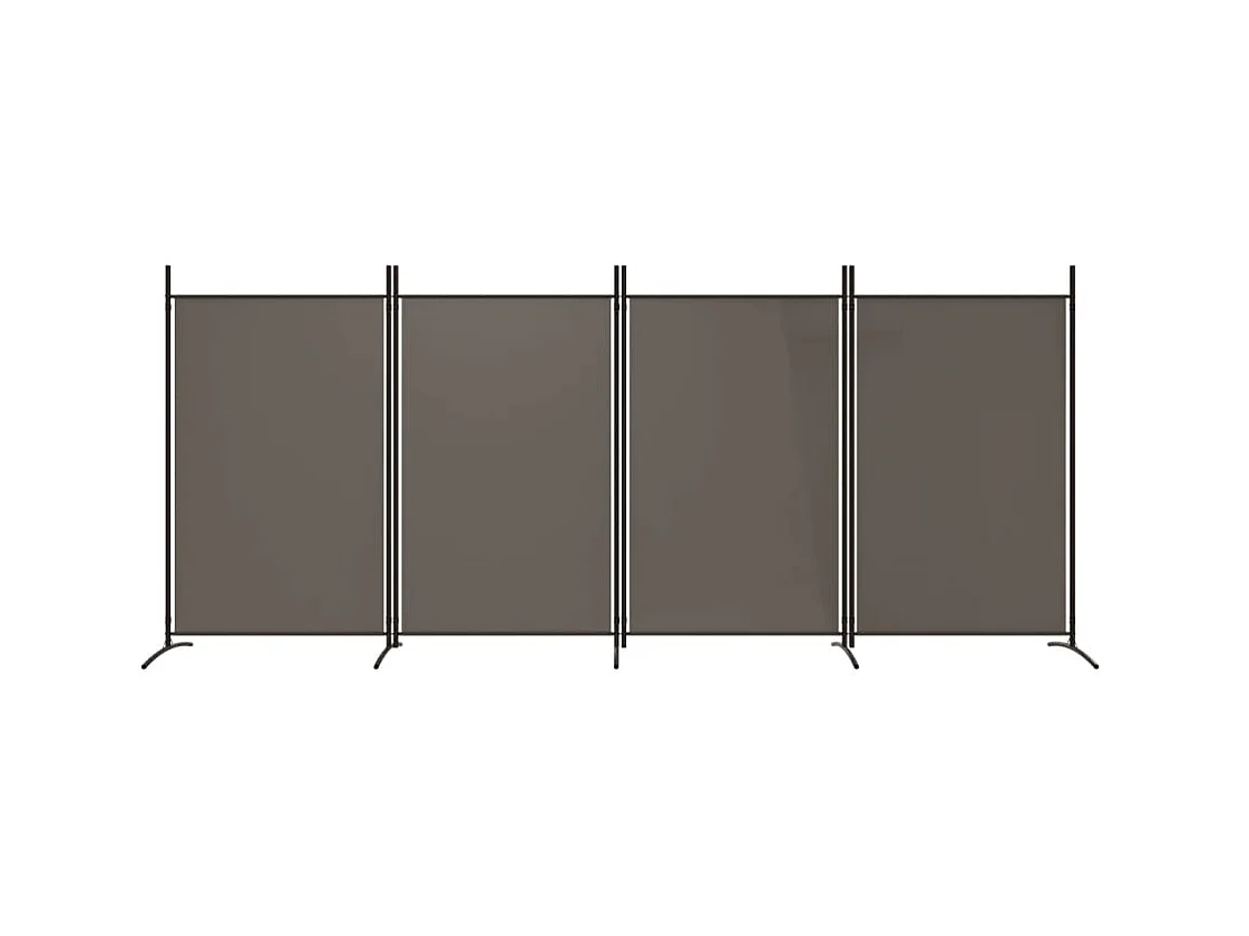 Biombo divisor de 4 paneles de tela gris antracita 346x180 cm ES275685