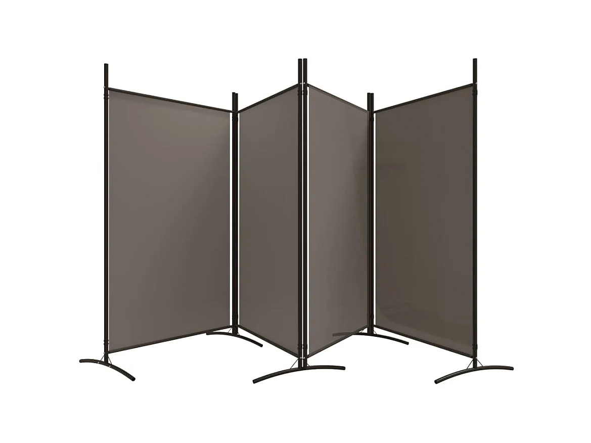 Biombo divisor de 4 paneles de tela gris antracita 346x180 cm ES275685