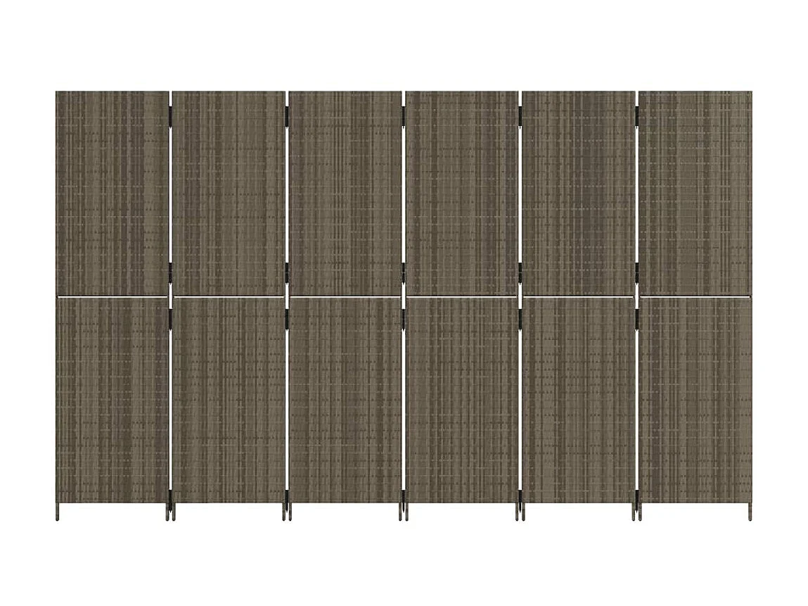 Biombo de 6 paneles ratán sintético gris ES185135