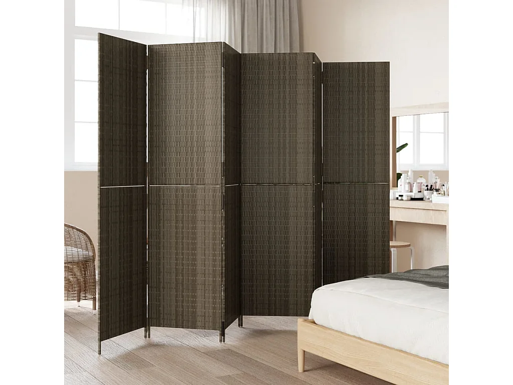 Paravent 6 panneaux gris résine tressée WVGQ9807