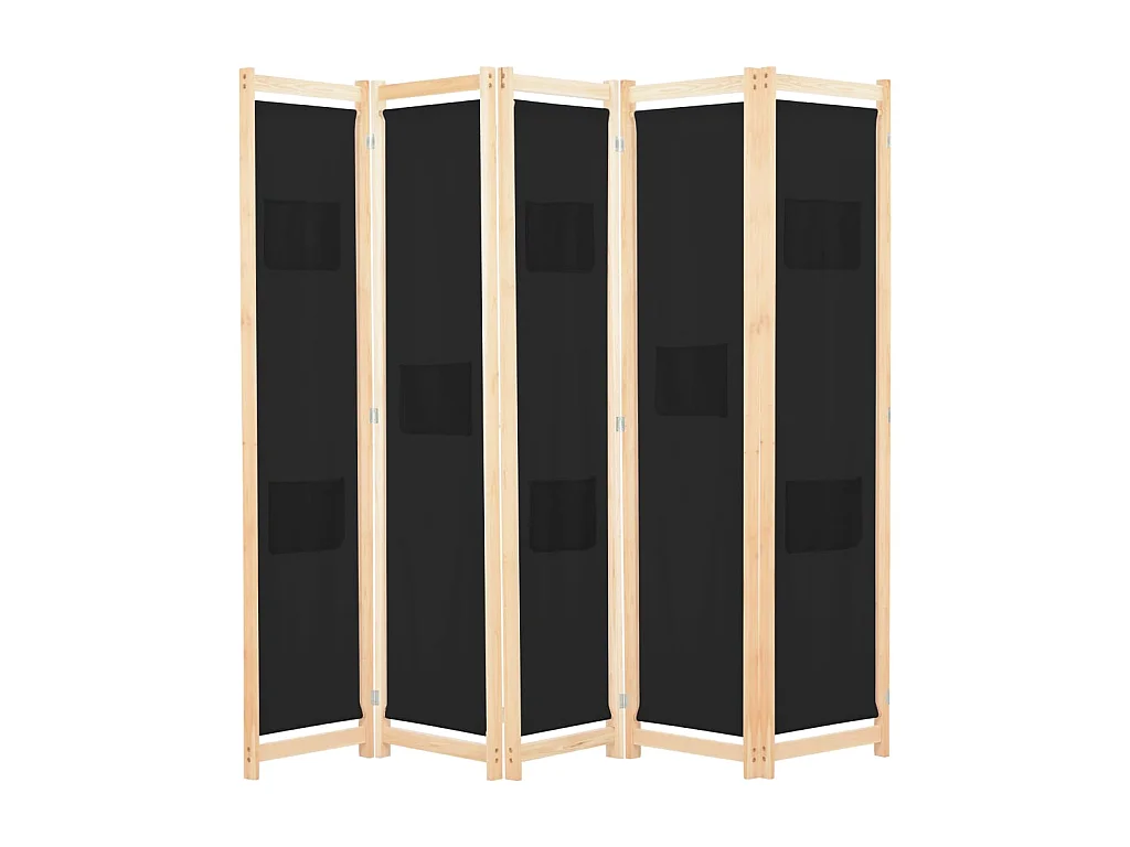 Kamerscherm met 5 panelen 200x170x4 cm stof zwart NL680690