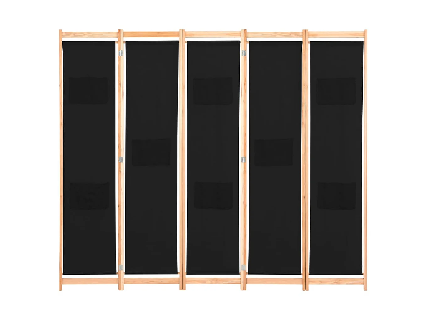 Paravent 5 panneaux Noir 200 x 170 x 4 cm Tissu WVGQ9373