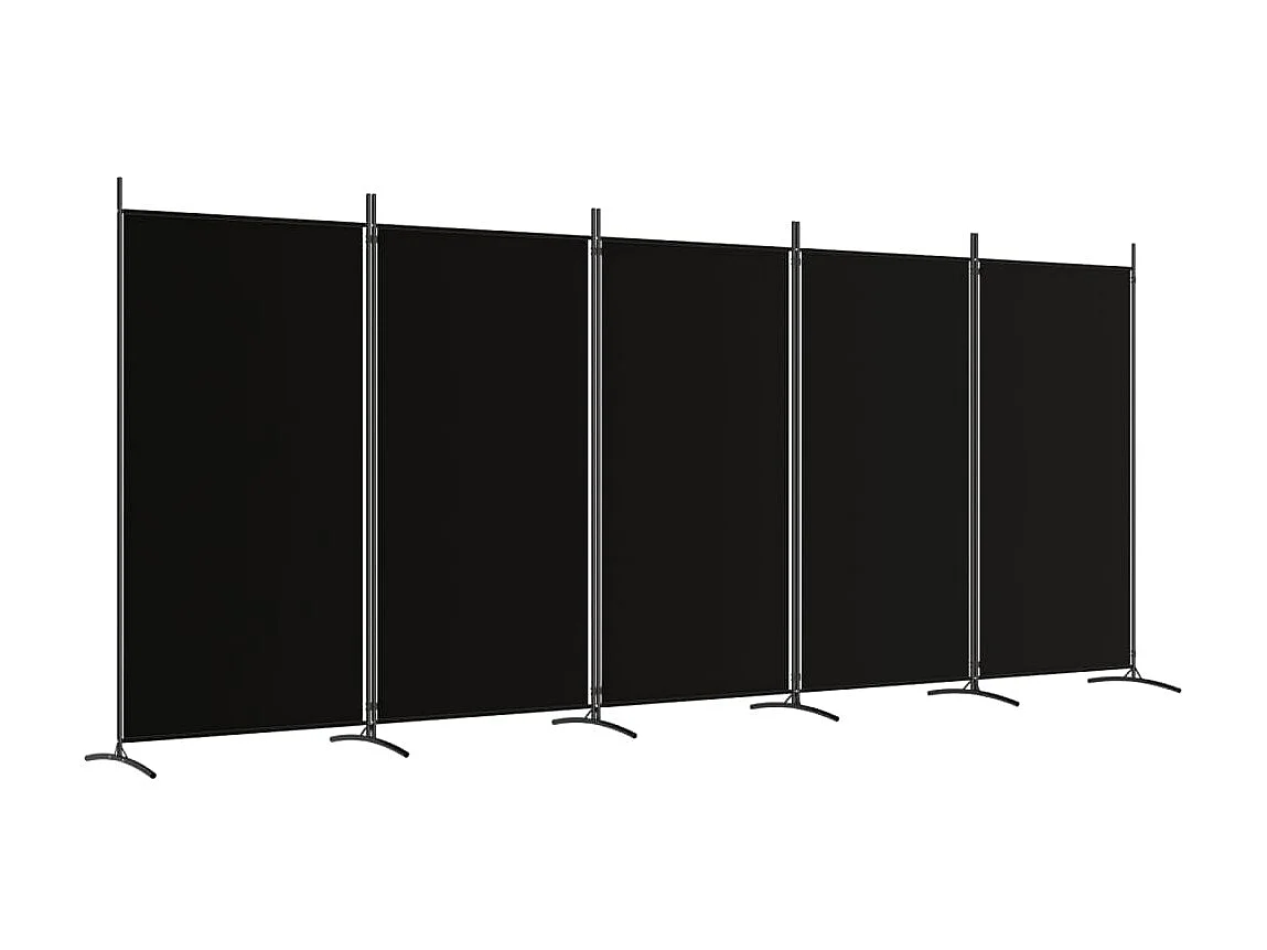 Paravent 5 panneaux Noir 433x180 cm Tissu WVGQ7802