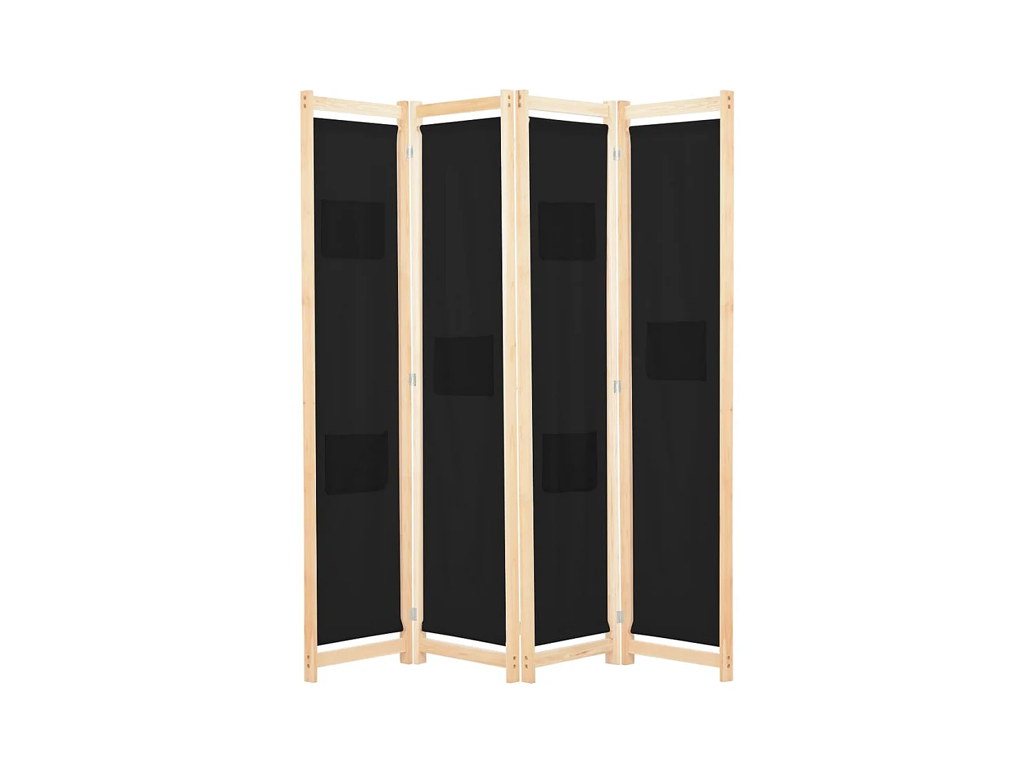 Kamerscherm met 4 panelen 160x170x4 cm stof zwart NL119349