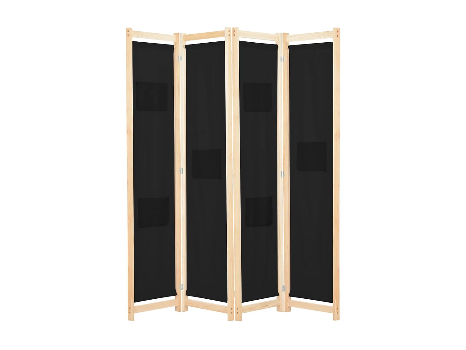 Paravent 4 panneaux Noir 160x170x4 cm Tissu WVGQ7028
