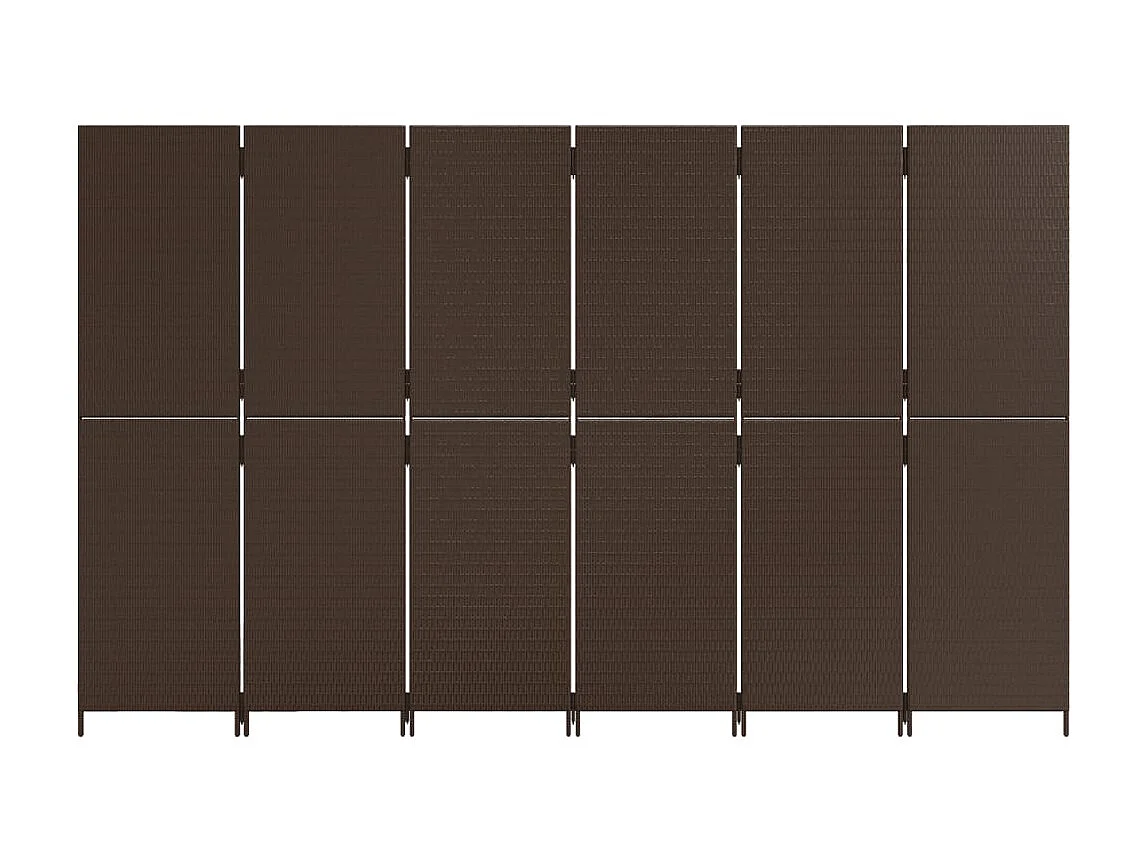 Biombo de divisão 6 painéis vime PE castanho PT821391