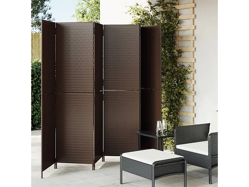 Paravent 6 panneaux marron résine tressée WVGQ9824