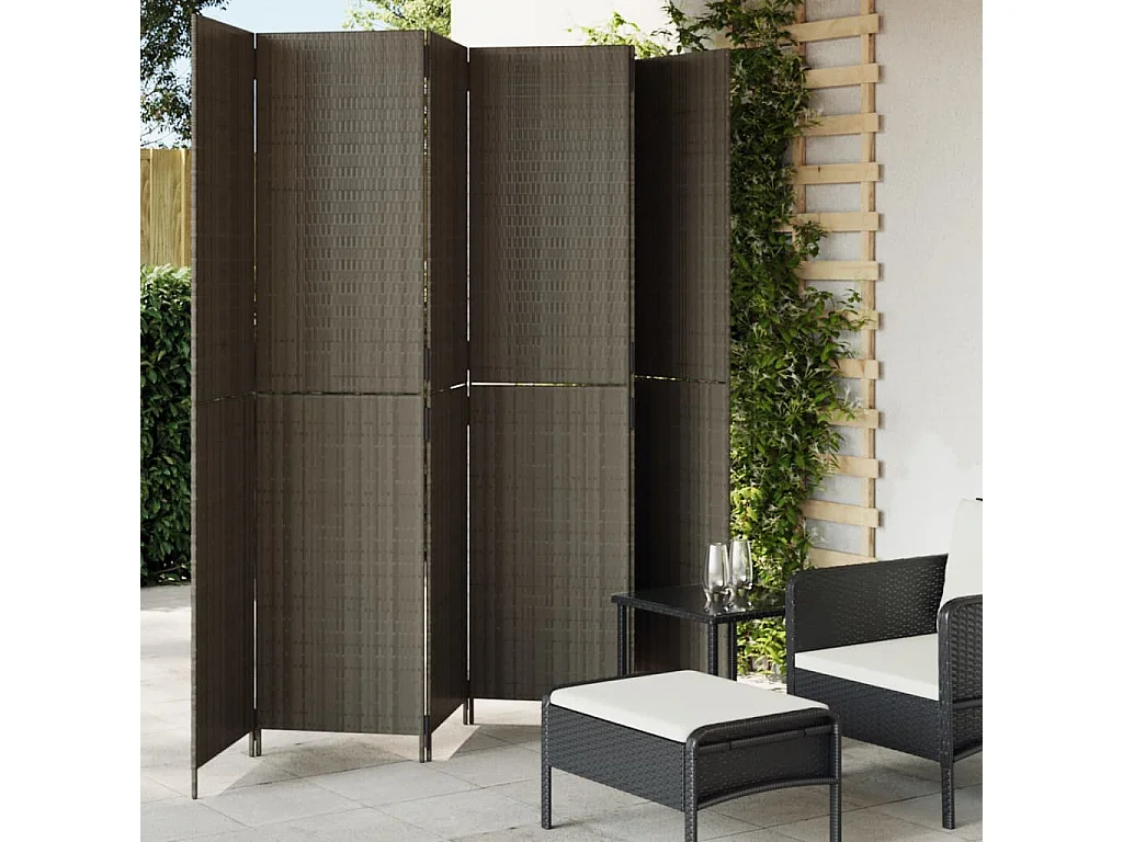 Paravent 6 panneaux gris résine tressée WVGQ5127