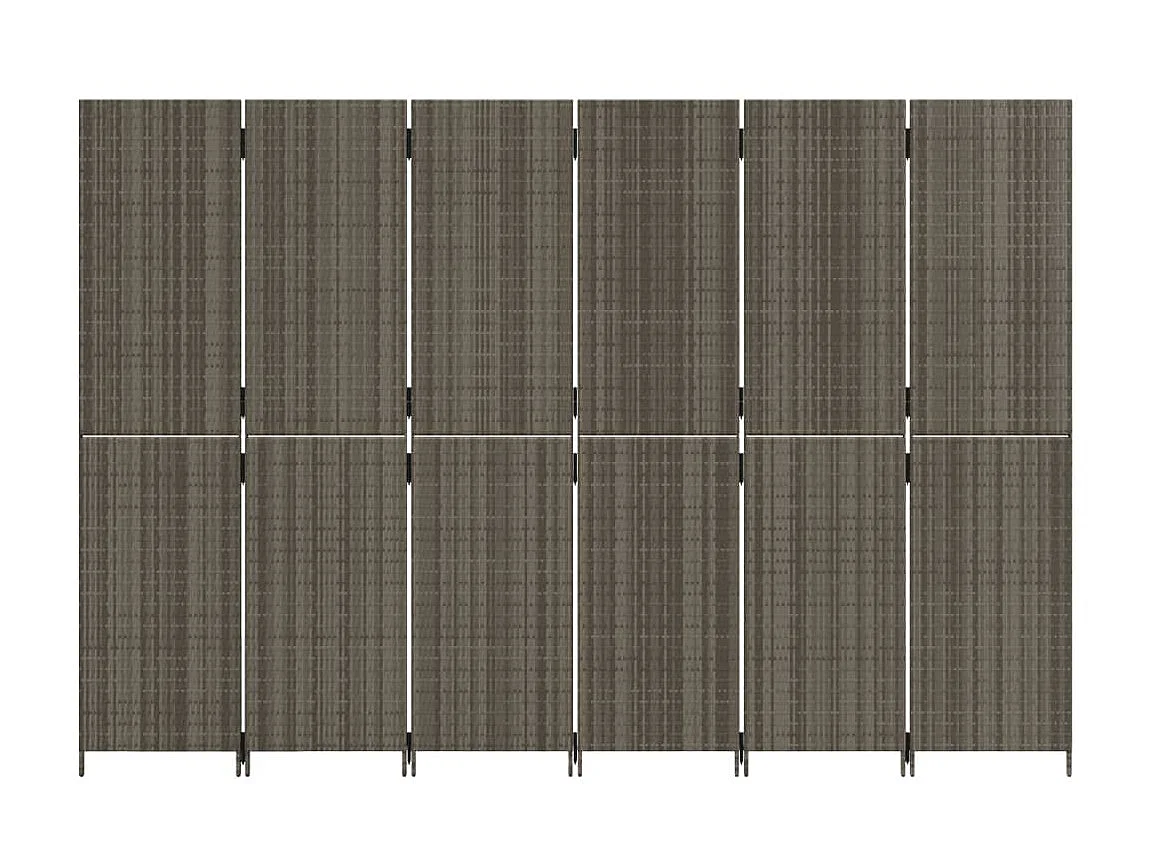 Paravent 6 panneaux gris résine tressée WVGQ5127