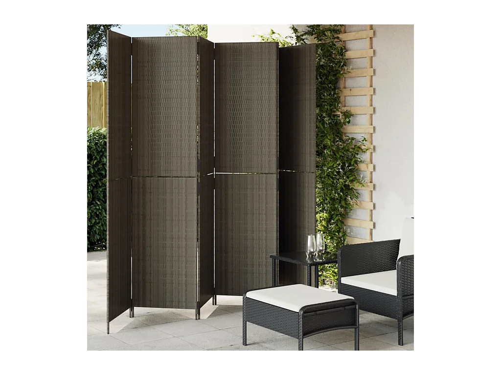 Kamerscherm 6 panelen poly rattan grijs NL807812