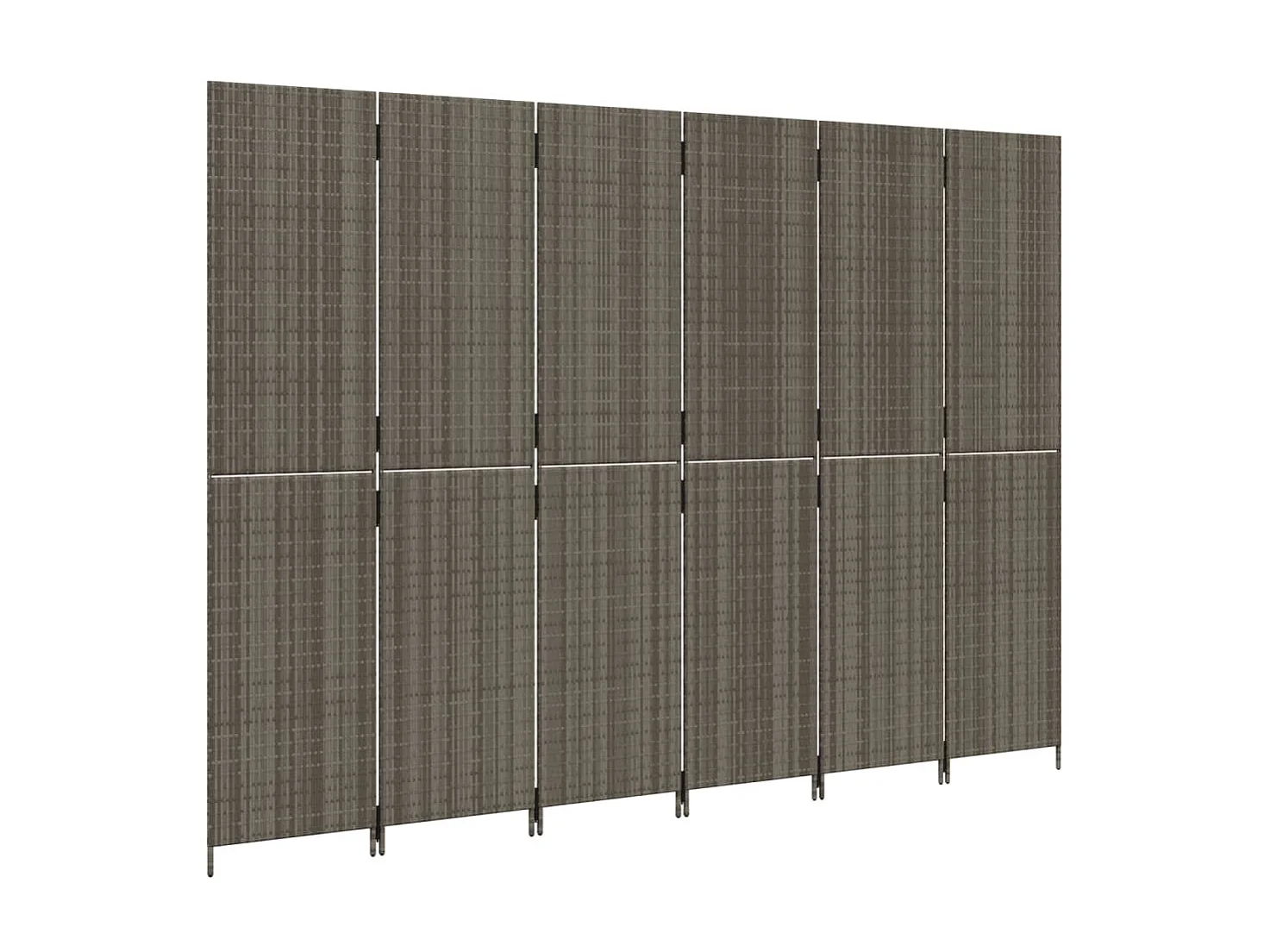 Paravent 6 panneaux gris résine tressée WVGQ5127