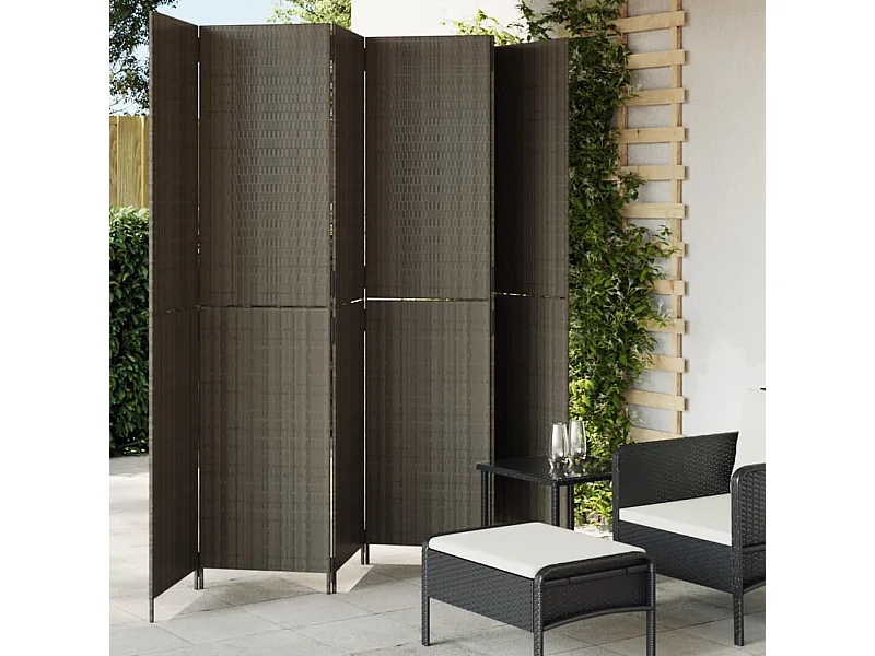 Paravent 6 panneaux gris résine tressée WVGQ5127
