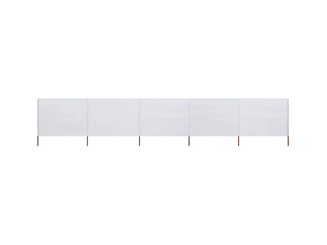 Paravent 5 panneaux Tissu 600 x 160 cm Blanc sable WVGQ3606