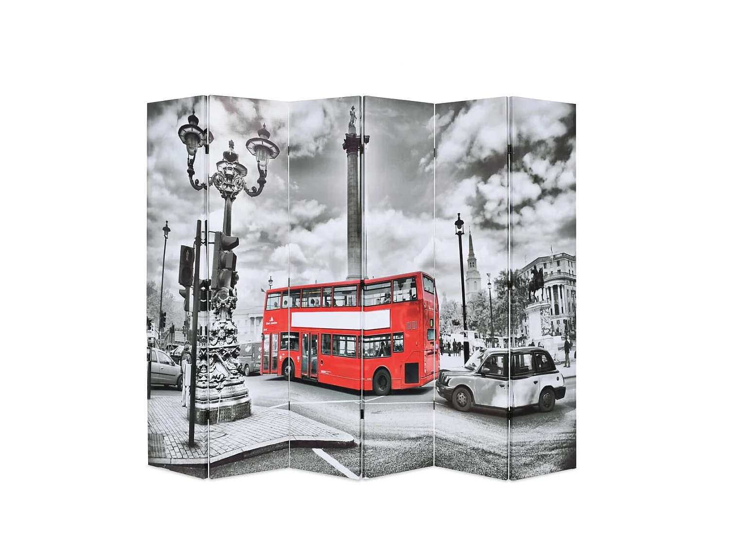 Paravent 228 x 170 cm Bus londonien Noir et blanc WVGQ3153