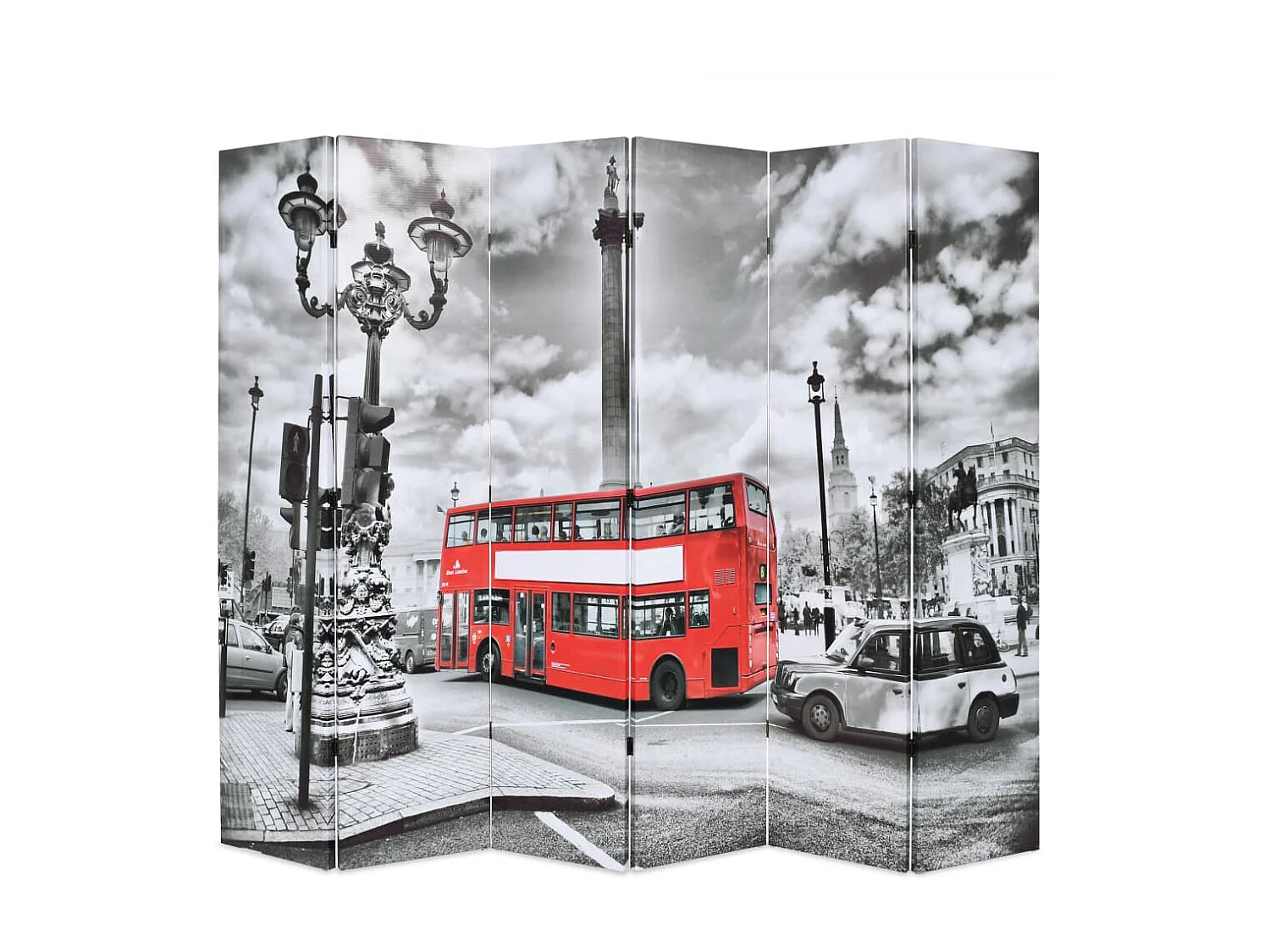 Kamerscherm inklapbaar Londen bus 228x170 cm zwart en wit NL978921