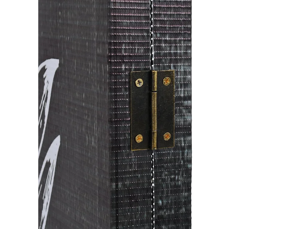 Biombo divisor plegable 200x170 cm plumas blanco y negro ES809469