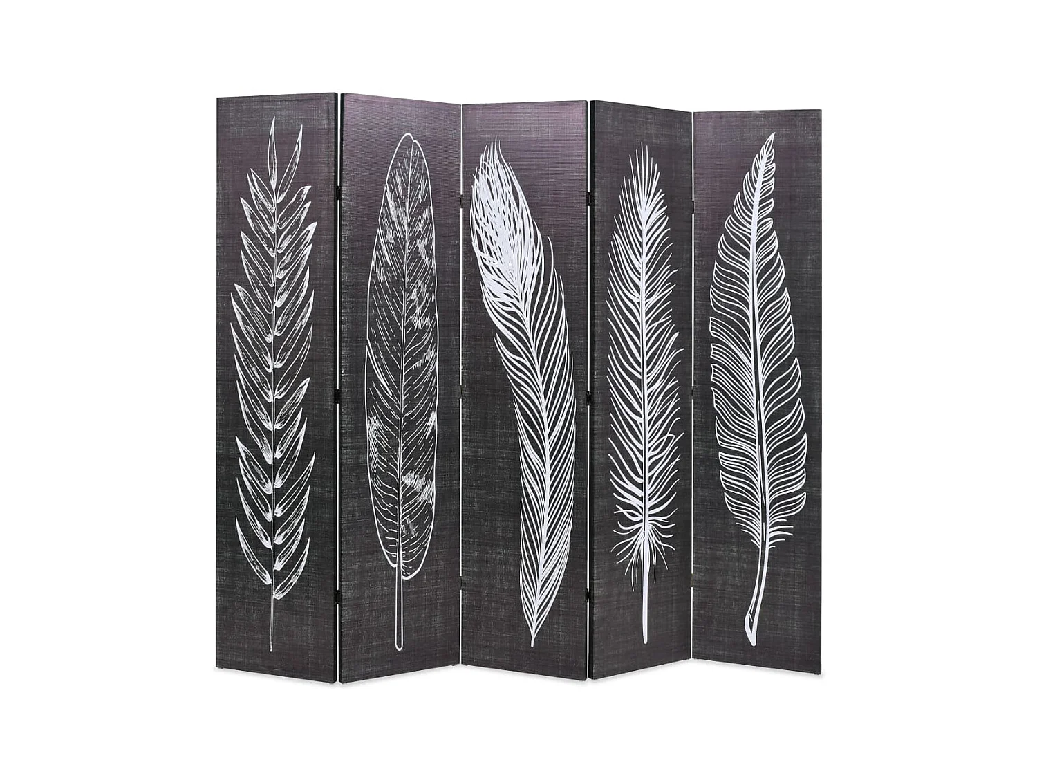 Paravent pliable 200 x 170 cm Plumes Noir et blanc OPI5383