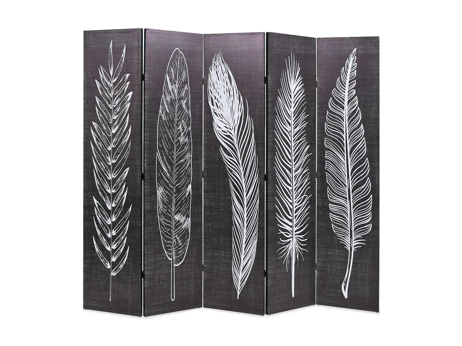 Paravent pliable 200 x 170 cm Plumes Noir et blanc OPI5383
