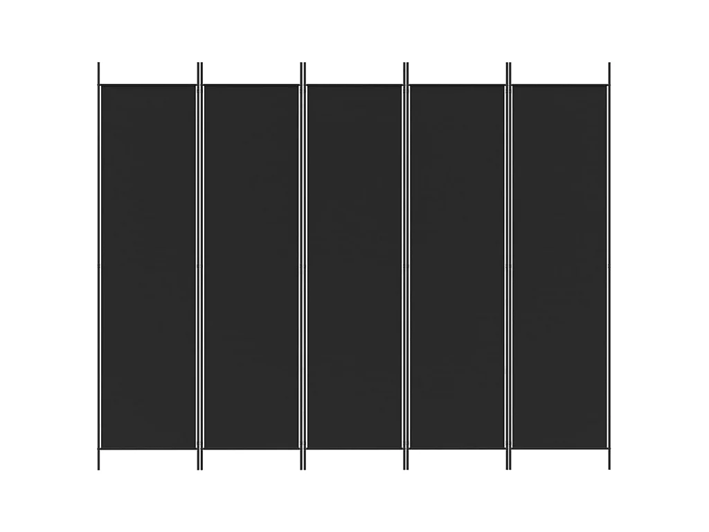Paravent 5 panneaux Noir 250x200 cm Tissu WVGQ3844
