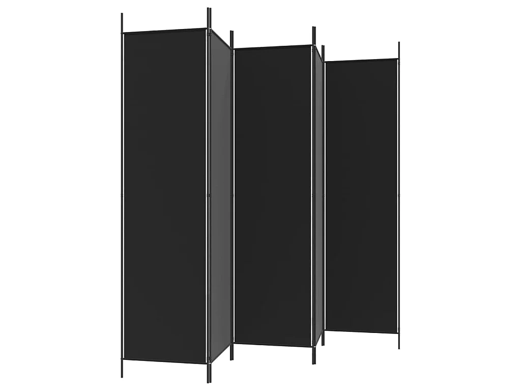 Paravent 5 panneaux Noir 250x200 cm Tissu WVGQ3844