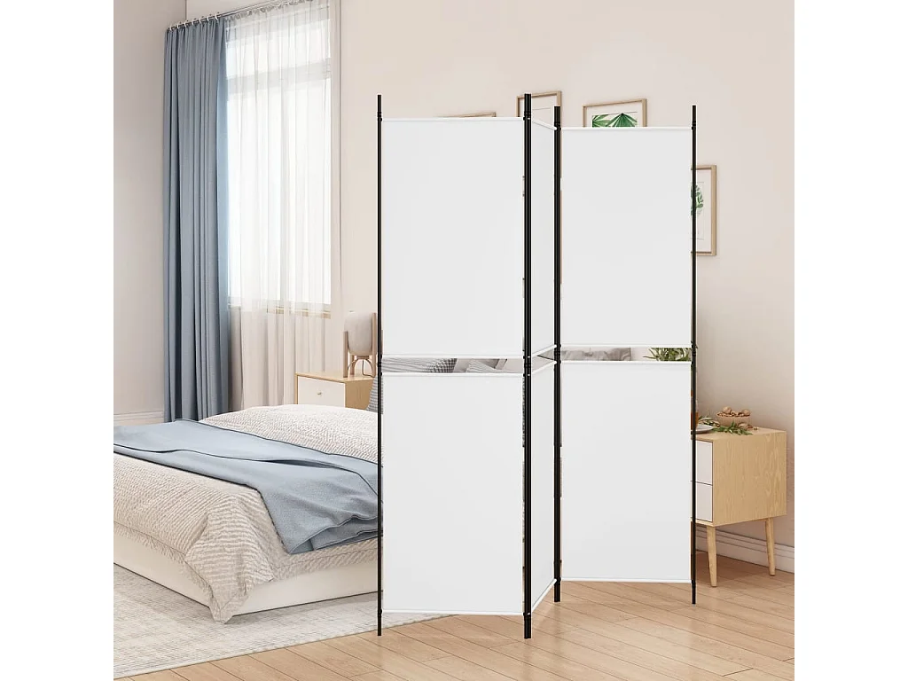 Paravent 3 panneaux Blanc 150x180 cm Tissu WVGQ2924