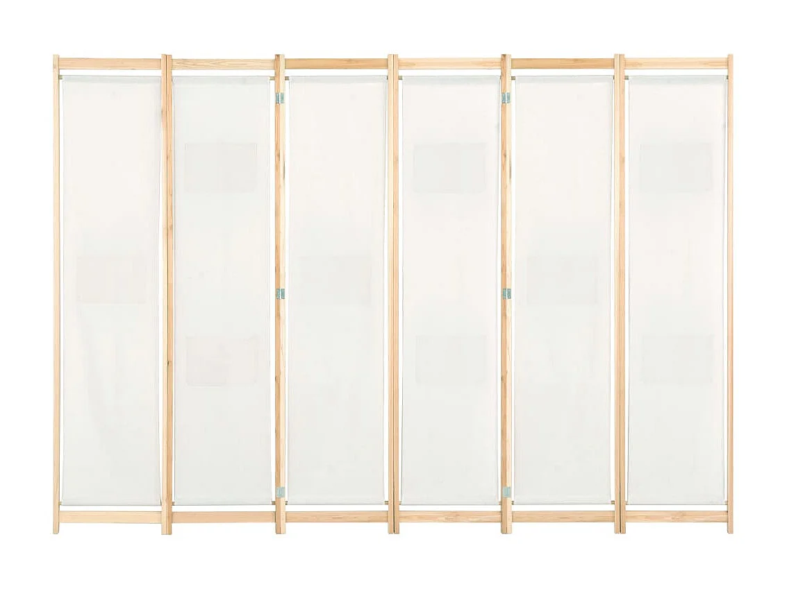 Paravent 6 panneaux Crème 240 x 170 x 4 cm Tissu   WVGQ9631