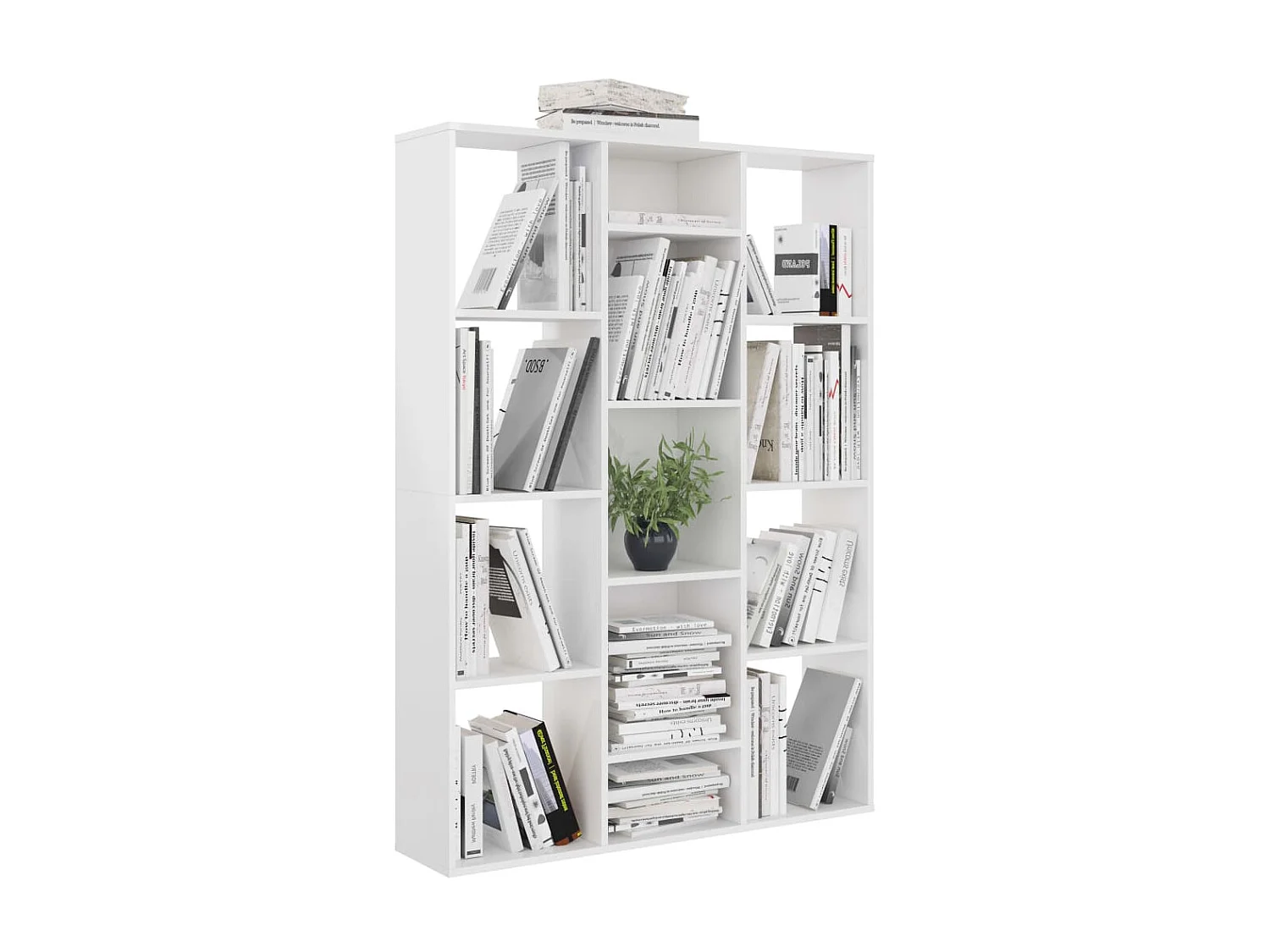 Bücherregal/Bücherschrank,Raumteiler Hochglanz-Weiß 100x24x140 cm -gkd360342