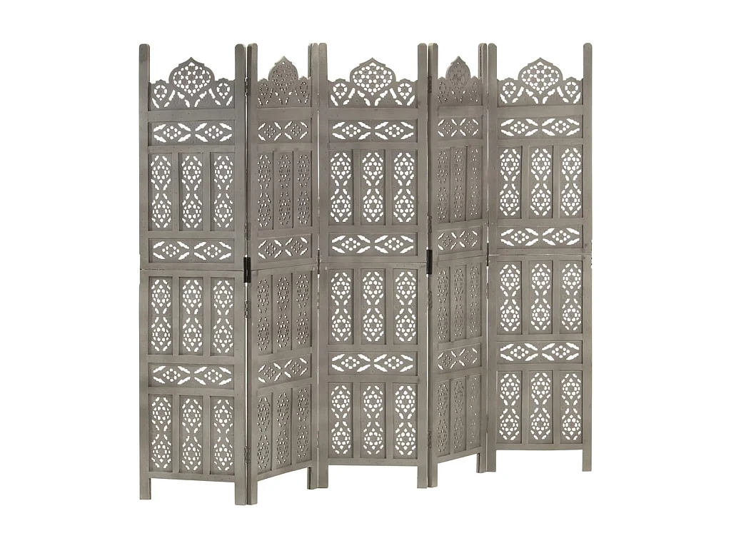Paravent 5 panneaux Gris 200x165 cm Bois manguier WVGQ8724